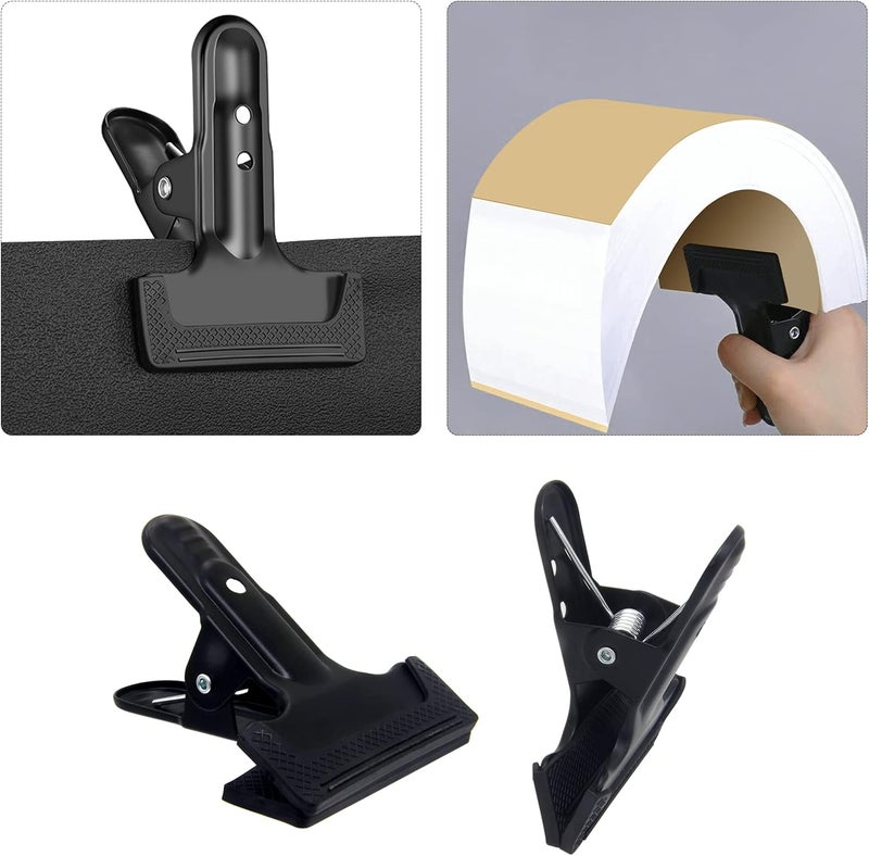 YRMJ 2 Pack 4-1/4" Heavy Duty Spring Clamps Clips, Black Metal Rubber Hinge Clip File Clamps for Photography Background Stands, Home Improvement Projects (2.17" Opening) - Image 2